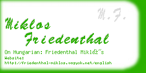 miklos friedenthal business card